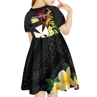 Wallis and Futuna Victory Day Kid Short Sleeve Dress Liberty Equality Fraternity Polynesian Plumeria LT14 - Polynesian Pride