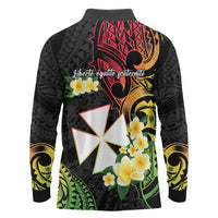Wallis and Futuna Victory Day Long Sleeve Polo Shirt Liberty Equality Fraternity Polynesian Plumeria LT14 - Polynesian Pride