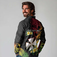 Wallis and Futuna Victory Day Long Sleeve Polo Shirt Liberty Equality Fraternity Polynesian Plumeria LT14 - Polynesian Pride