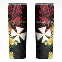Wallis and Futuna Victory Day Skinny Tumbler Liberty Equality Fraternity Polynesian Plumeria LT14 Black - Polynesian Pride