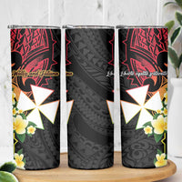Wallis and Futuna Victory Day Skinny Tumbler Liberty Equality Fraternity Polynesian Plumeria LT14 - Polynesian Pride