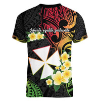 Wallis and Futuna Victory Day Women V-Neck T-Shirt Liberty Equality Fraternity Polynesian Plumeria LT14 - Polynesian Pride