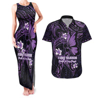 Personalised Fibromyalgia Awareness Month Couples Matching Tank Maxi Dress and Hawaiian Shirt Fibro Warrior Strength In Every Struggle LT14 Purple - Polynesian Pride