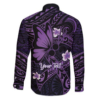 Personalised Fibromyalgia Awareness Month Family Matching Off The Shoulder Long Sleeve Dress and Hawaiian Shirt Fibro Warrior Strength In Every Struggle LT14 - Polynesian Pride