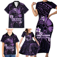 Personalised Fibromyalgia Awareness Month Family Matching Short Sleeve Bodycon Dress and Hawaiian Shirt Fibro Warrior Strength In Every Struggle LT14 - Polynesian Pride