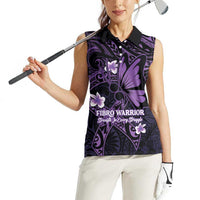 Personalised Fibromyalgia Awareness Month Women Sleeveless Polo Shirt Fibro Warrior Strength In Every Struggle