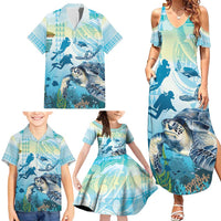 Personalized Snorkeling Hawaii Family Matching Summer Maxi Dress and Hawaiian Shirt Ocean Lover Hawaiian Kakau Honu Turtle LT14 - Polynesian Pride