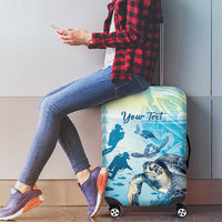 Personalized Snorkeling Hawaii Luggage Cover Ocean Lover Hawaiian Kakau Honu Turtle