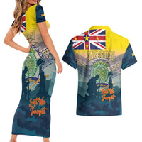 Niue ANZAC Day Couples Matching Short Sleeve Bodycon Dress and Hawaiian Shirt We Will Remember Them Camouflage Style LT14 - Polynesian Pride