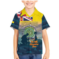 Niue ANZAC Day Family Matching Mermaid Dress and Hawaiian Shirt We Will Remember Them Camouflage Style LT14 Son's Shirt Yellow - Polynesian Pride