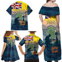 Niue ANZAC Day Family Matching Off Shoulder Maxi Dress and Hawaiian Shirt We Will Remember Them Camouflage Style LT14 - Polynesian Pride