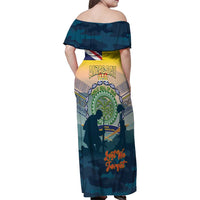 Niue ANZAC Day Family Matching Off Shoulder Maxi Dress and Hawaiian Shirt We Will Remember Them Camouflage Style LT14 - Polynesian Pride