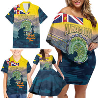 Niue ANZAC Day Family Matching Off Shoulder Short Dress and Hawaiian Shirt We Will Remember Them Camouflage Style LT14 - Polynesian Pride