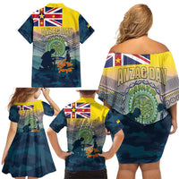 Niue ANZAC Day Family Matching Off Shoulder Short Dress and Hawaiian Shirt We Will Remember Them Camouflage Style LT14 - Polynesian Pride