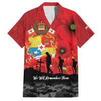 Tonga ANZAC Day Family Matching Off The Shoulder Long Sleeve Dress and Hawaiian Shirt Ngatu Pattern We Will Remember Them LT14 Dad's Shirt - Short Sleeve Red - Polynesian Pride