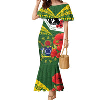 Cook Islands ANZAC Day Family Matching Mermaid Dress and Hawaiian Shirt Last Post Lest We Forget LT14 Mom's Dress Green - Polynesian Pride