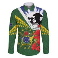 Cook Islands ANZAC Day Family Matching Off The Shoulder Long Sleeve Dress and Hawaiian Shirt Last Post Lest We Forget LT14 Dad's Shirt - Long Sleeve Green - Polynesian Pride