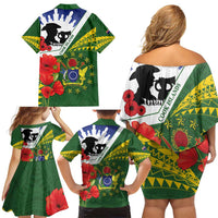 Cook Islands ANZAC Day Family Matching Off Shoulder Short Dress and Hawaiian Shirt Last Post Lest We Forget LT14 - Polynesian Pride