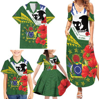 Cook Islands ANZAC Day Family Matching Summer Maxi Dress and Hawaiian Shirt Last Post Lest We Forget LT14 - Polynesian Pride
