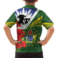Cook Islands ANZAC Day Kid Hawaiian Shirt Last Post Lest We Forget