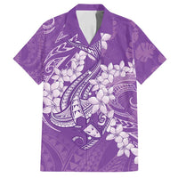 Purple Polynesia Hammerhead Shark Tattoo With Plumeria Lei Family Matching Long Sleeve Bodycon Dress and Hawaiian Shirt LT14 Dad's Shirt - Short Sleeve Purple - Polynesian Pride