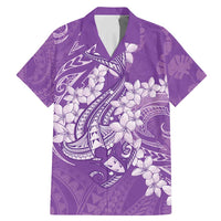 Purple Polynesia Hammerhead Shark Tattoo With Plumeria Lei Family Matching Mermaid Dress and Hawaiian Shirt LT14 Dad's Shirt - Short Sleeve Purple - Polynesian Pride