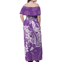 Purple Polynesia Hammerhead Shark Tattoo With Plumeria Lei Family Matching Off Shoulder Maxi Dress and Hawaiian Shirt LT14 - Polynesian Pride