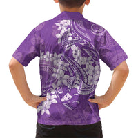 Purple Polynesia Hammerhead Shark Tattoo With Plumeria Lei Family Matching Short Sleeve Bodycon Dress and Hawaiian Shirt LT14 - Polynesian Pride