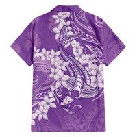 Purple Polynesia Hammerhead Shark Tattoo With Plumeria Lei Family Matching Short Sleeve Bodycon Dress and Hawaiian Shirt LT14 - Polynesian Pride