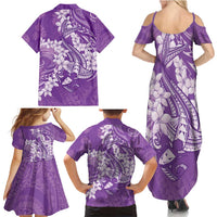 Purple Polynesia Hammerhead Shark Tattoo With Plumeria Lei Family Matching Summer Maxi Dress and Hawaiian Shirt LT14 - Polynesian Pride