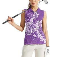 Purple Polynesia Hammerhead Shark Tattoo With Plumeria Lei Women Sleeveless Polo Shirt LT14 - Polynesian Pride