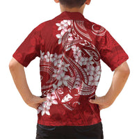 Red Polynesia Hammerhead Shark Tattoo With Plumeria Lei Family Matching Off Shoulder Maxi Dress and Hawaiian Shirt LT14 - Polynesian Pride