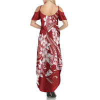 Red Polynesia Hammerhead Shark Tattoo With Plumeria Lei Family Matching Summer Maxi Dress and Hawaiian Shirt LT14 - Polynesian Pride