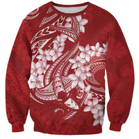 Red Polynesia Hammerhead Shark Tattoo With Plumeria Lei Sweatshirt