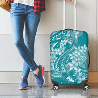 Teal Polynesia Hammerhead Shark Tattoo With Plumeria Lei Luggage Cover