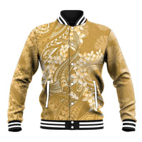 Yellow Polynesia Hammerhead Shark Tattoo With Plumeria Lei Baseball Jacket