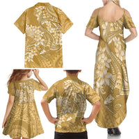 Yellow Polynesia Hammerhead Shark Tattoo With Plumeria Lei Family Matching Summer Maxi Dress and Hawaiian Shirt LT14 - Polynesian Pride
