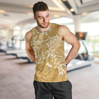 Yellow Polynesia Hammerhead Shark Tattoo With Plumeria Lei Men Tank Top