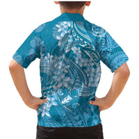 Blue Polynesia Hammerhead Shark Tattoo With Plumeria Lei Family Matching Mermaid Dress and Hawaiian Shirt LT14 - Polynesian Pride