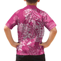 Pink Polynesia Hammerhead Shark Tattoo With Plumeria Lei Family Matching Off Shoulder Short Dress and Hawaiian Shirt LT14 - Polynesian Pride