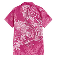 Pink Polynesia Hammerhead Shark Tattoo With Plumeria Lei Family Matching Short Sleeve Bodycon Dress and Hawaiian Shirt LT14 - Polynesian Pride