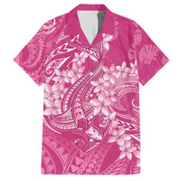 Pink Polynesia Hammerhead Shark Tattoo With Plumeria Lei Family Matching Tank Maxi Dress and Hawaiian Shirt LT14 Dad's Shirt - Short Sleeve Pink - Polynesian Pride