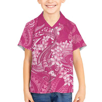 Pink Polynesia Hammerhead Shark Tattoo With Plumeria Lei Hawaiian Shirt