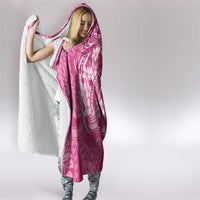 Pink Polynesia Hammerhead Shark Tattoo With Plumeria Lei Hooded Blanket