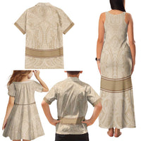 Mauri Ribaberiki Kiribati Family Matching Tank Maxi Dress and Hawaiian Shirt Cowrie Shells Lei Palm Leaf Weaving LT14 - Polynesian Pride