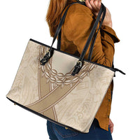 Mauri Ribaberiki Kiribati Leather Tote Bag Cowrie Shells Lei Palm Leaf Weaving