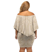 Mauri Ribaberiki Kiribati Off Shoulder Short Dress Cowrie Shells Lei Palm Leaf Weaving