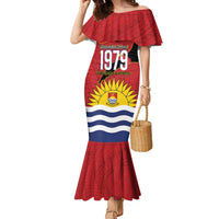 Mauri Kiribati Independence Day Family Matching Mermaid Dress and Hawaiian Shirt 1979 Proud National Frigatebird LT14 Mom's Dress Red - Polynesian Pride