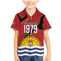 Mauri Kiribati Independence Day Family Matching Mermaid Dress and Hawaiian Shirt 1979 Proud National Frigatebird LT14 Son's Shirt Red - Polynesian Pride