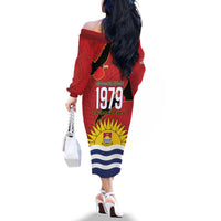 Mauri Kiribati Independence Day Family Matching Off The Shoulder Long Sleeve Dress and Hawaiian Shirt 1979 Proud National Frigatebird LT14 - Polynesian Pride